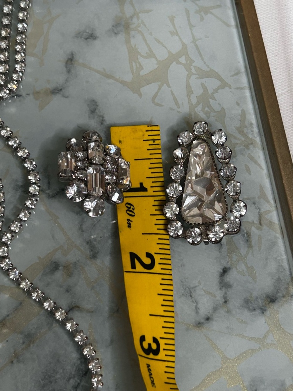 Vintage Rhinestone Jewelry Set Necklace Brooch Earrings Bridal Prom Formal - Picture 12 of 14
